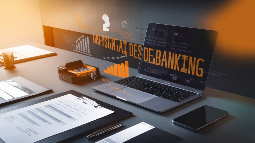 Ordinateur portable affichant une application bancaire pour comprendre la débancarisation.