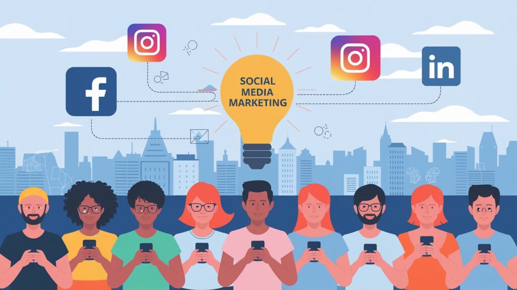 Concept visuel d'innovation dans le marketing sur les réseaux sociaux